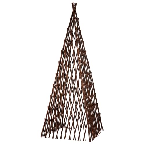Expandable Teepee Wicker Plant Trellis,obelisk Trellis for Climbing Plant Outdoor, Wicker Trellises for Plants Flower Self Standing Expandable Pyramid Trellis for Plant Protection and Plant Climbing