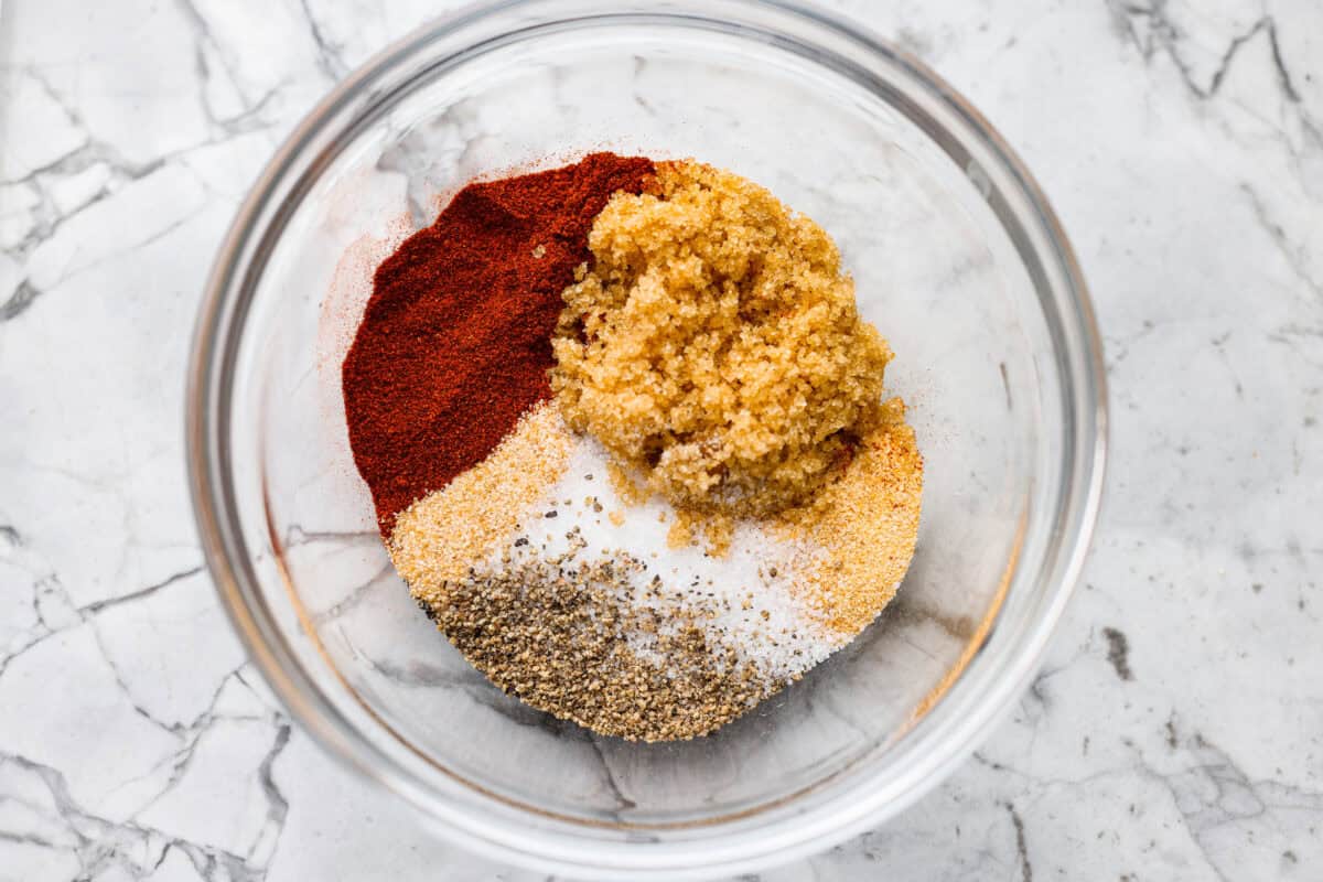 Bowl of rub ingredients. 