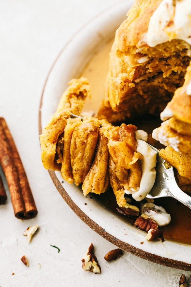 Delicious, Fluffy, spiced pumpkin pancakes.
