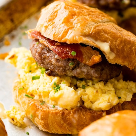 Maybe I shouldn't call these, Killer Maple Mustard Croissant Breakfast Sandwiches. They aren't healthy, but they are the best breakfast sandwich ever.