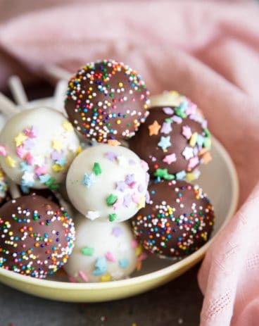 Cake pops in a bowl