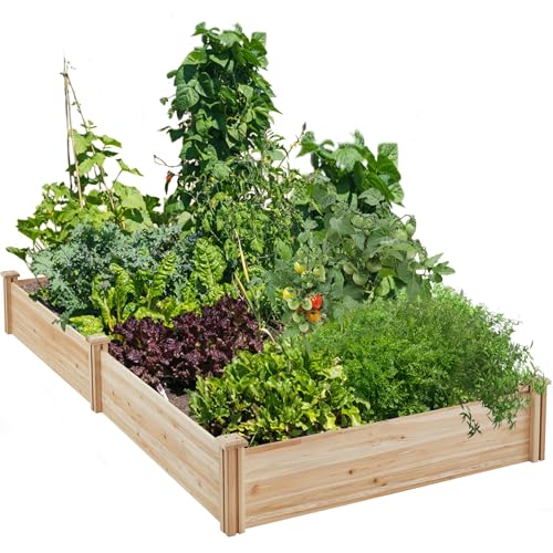 Yaheetech 8×4ft Wooden Horticulture Raised Garden Bed Divisible Elevated Planting Planter Box for Flowers/vegetables/herbs in Backyard/patio Outdoor, Natural Wood, 93 X 48 X 10in