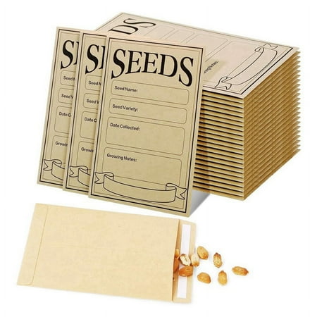 100pcs Seed Packets Envelopes: Self Sealing Kraft Small Seed Envelopes for Seed Storage Resealable Seed Saving Envelopes