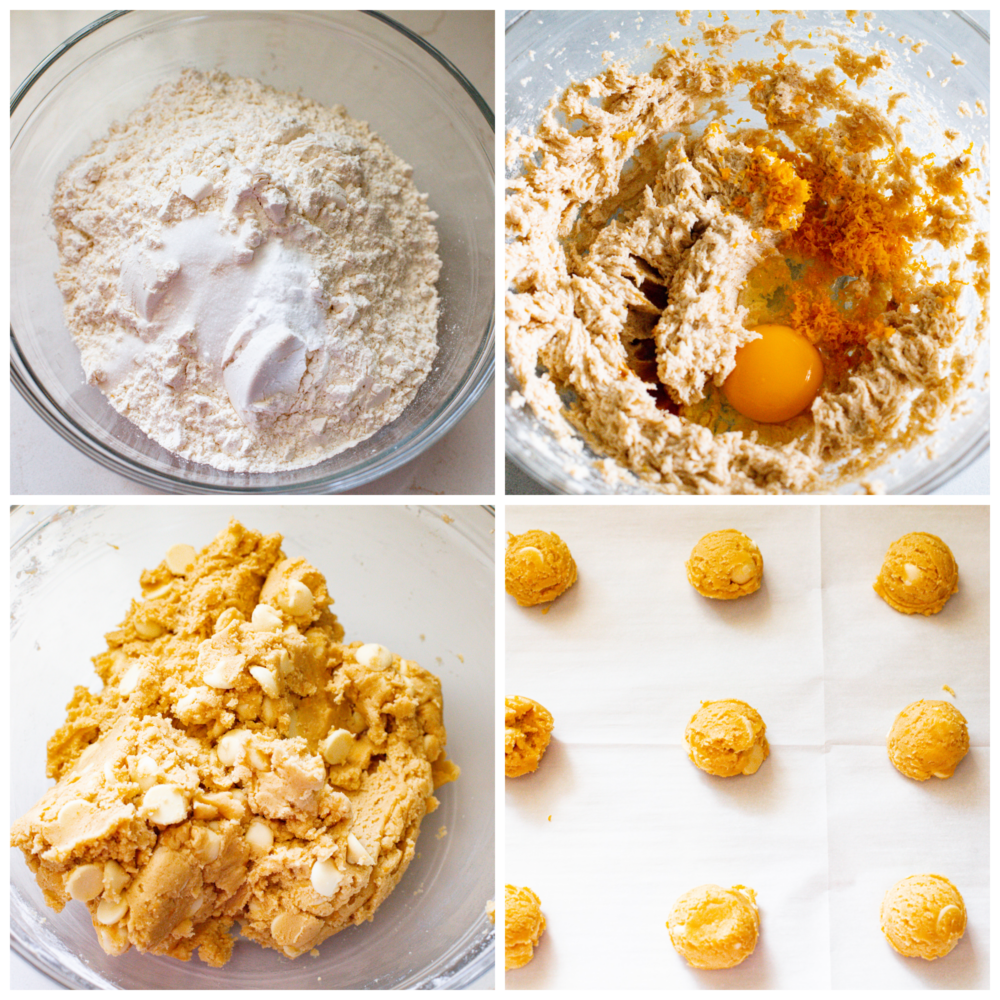 4-photo collage of cookies being prepared and shaped.