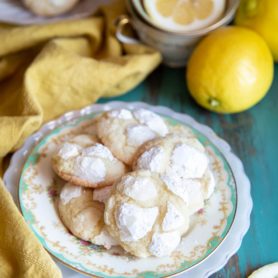 Lemon crinkle cookies on a plate