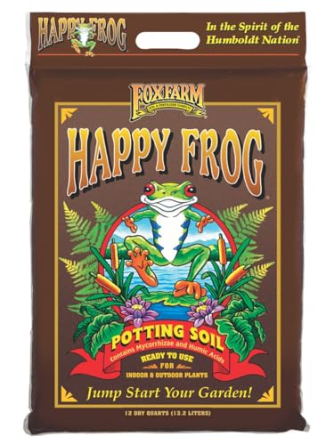 Foxfarm Happy Frog Potting Soil - Ready-To-Use Amended Container Blend With Soil Microbes, Earthworm Castings, Bat Guano, and Aged Forest Products for Indoor & Outdoor Plants - 12 Quart