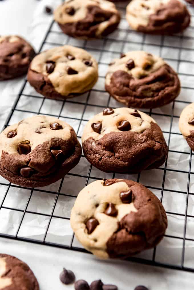 brookies cookies on a wire rack