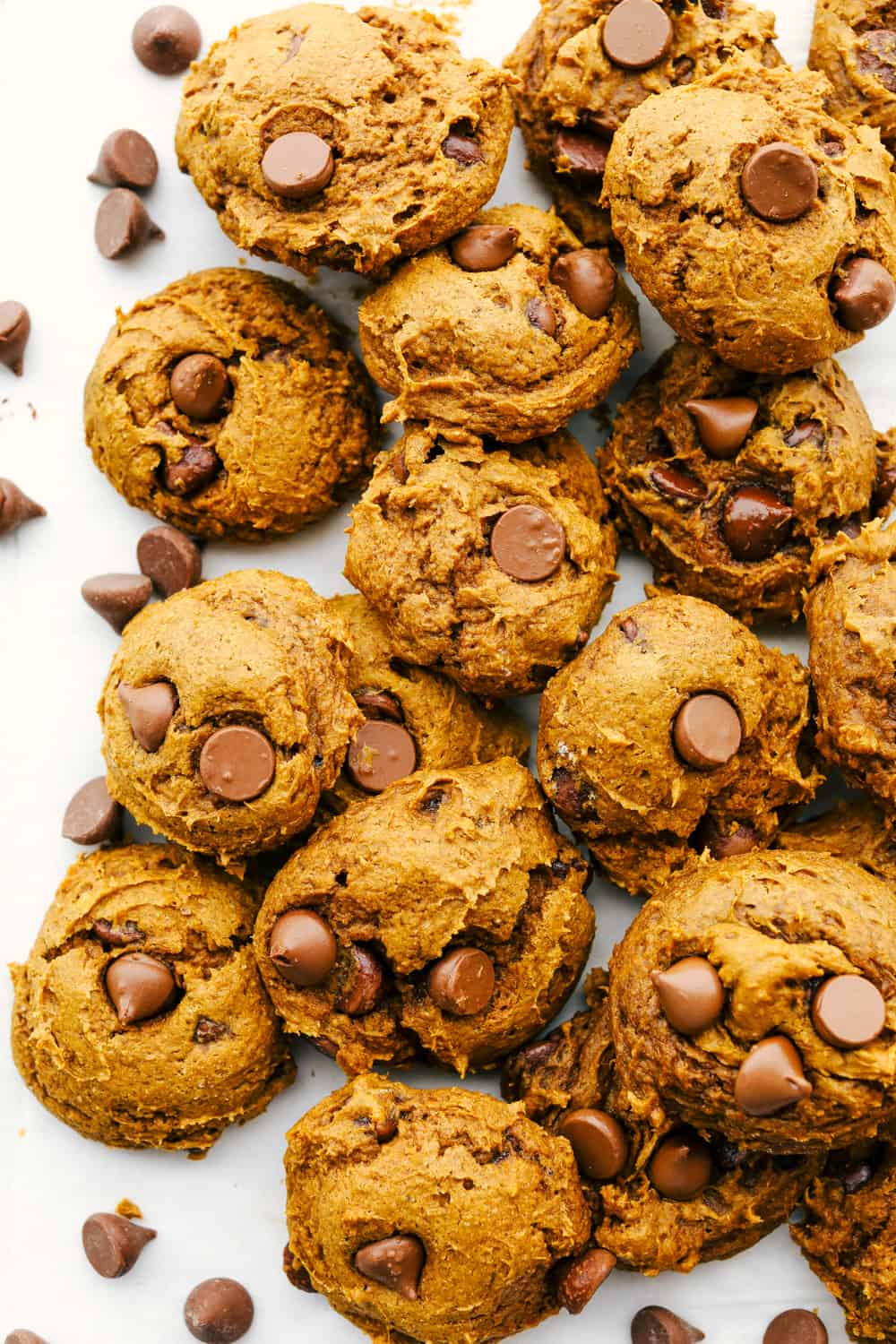 3 ingredient Pumpkin spiced Chocolate Chip cookies.