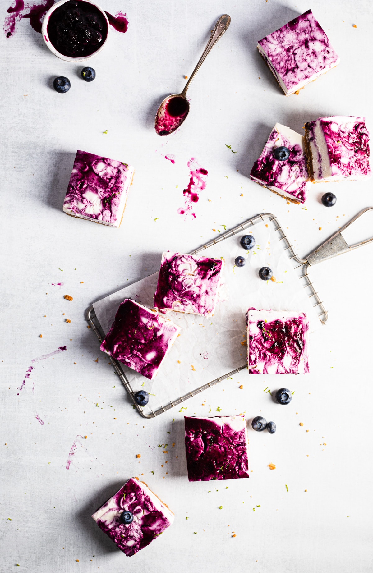 Our no bake blueberry lime cheesecake bars are bursting with flavor!