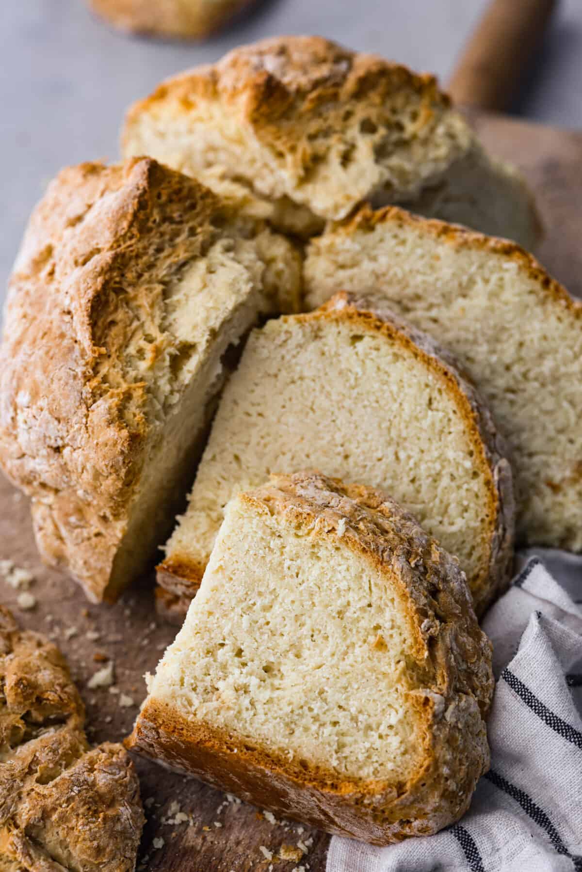 Irish soda bread cut into slices.