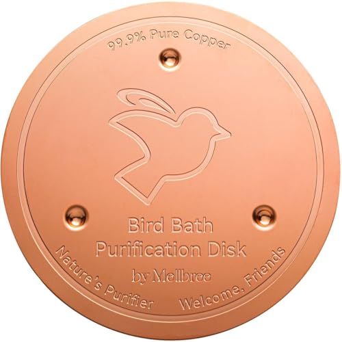 Mellbree Bird Bath Copper Disc, 0.6mm Reinforced 99.99% Pure Copper Cleaning Disk for Physical Safe Clean Water All-Season, Universal Fit for Outdoor Birdbaths, Bowl, Bird Bath Solar