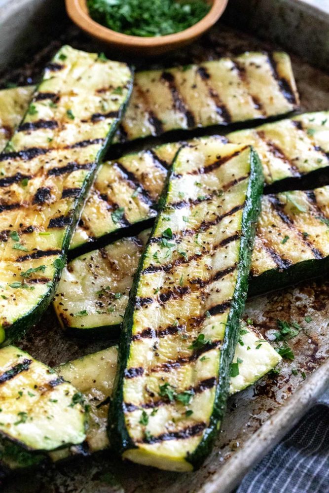 Zucchini slices with grill marks