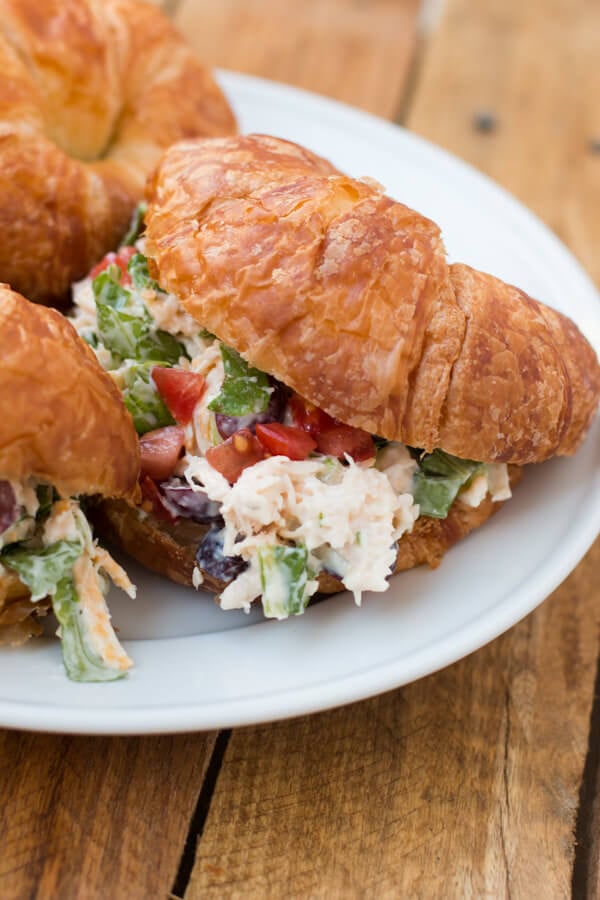 The BEST chicken salad croissant sandwich recipe EVER! ohsweetbasil.com