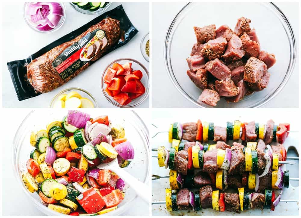 Steps to make Grilled Tuscan Pork Skewers 