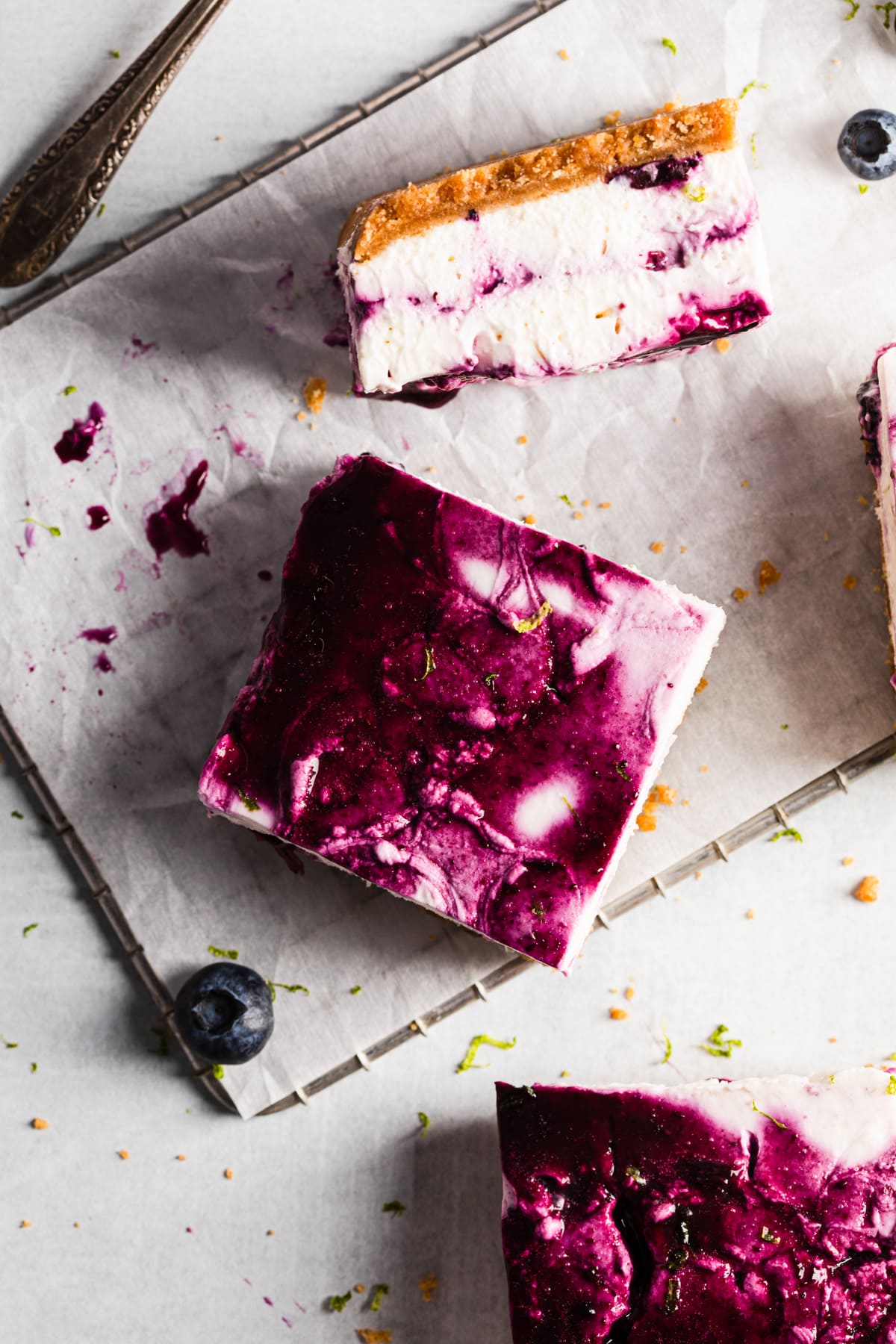 no bake blueberry lime cheesecake bars