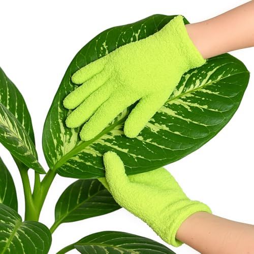 Flora Microfiber Dusting Gloves for Houseplants – Save Your Plants From Hidden Killers – Ultra-Gentle Microfiber Leaf Cleaners for Indoor Plants – Washable & Reusable