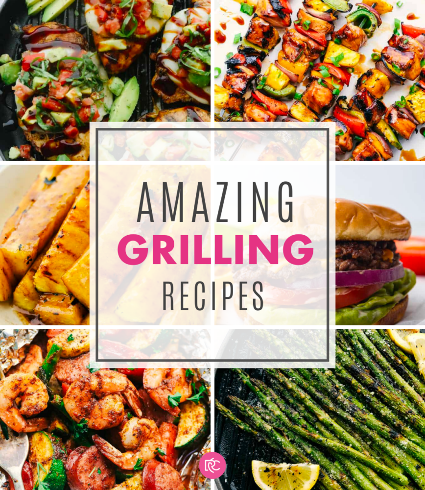A collage of 6 grilling recipes with the text that says Amazing Grilling Recipes