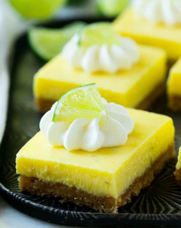 These key lime pie bars have a buttery graham cracker crust and a smooth and creamy lime filling that make for an irresistible treat!