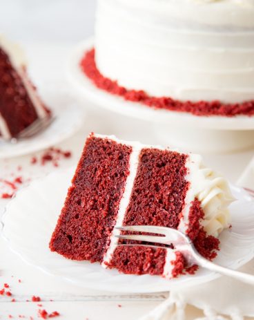 Red velvet cake on a plate