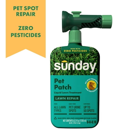 Sunday Pet Patch Ready-To-Spray Lawn Repair for Pet Spots, 42.3 Oz, 0-0-0.10, 2500-Sq Ft Sunday Pet Patch Ready-To-Spray Lawn Repair for Pet Spots, 42.3 Oz, 0-0-0.10, 2500-Sq Ft