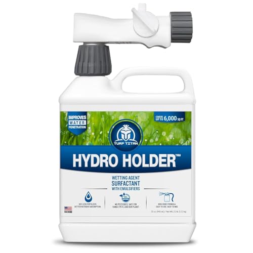 Turf Titan Hydro Holder Soil Wetting Agent for Lawn (32 Oz) W/hose End Sprayer – Improves Water Absorption in Dry & Compacted Soil – Helps Lawns Stay Green Longer in Heat – Covers Up to 6,000 Sq Ft Turf Titan Hydro Holder Soil Wetting Agent for Lawn (32 Oz) W/hose End Sprayer – Improves Water Absorption in Dry & Compacted Soil – Helps Lawns Stay Green Longer in Heat – Covers Up to 6,000 Sq Ft