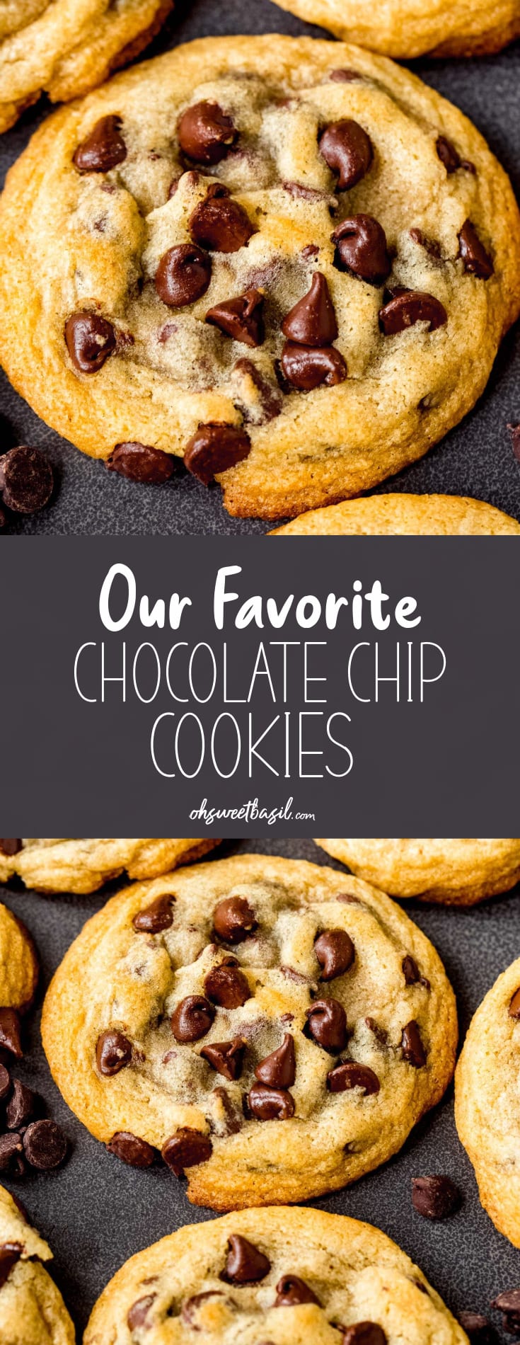 A close-up of a perfectly baked chocolate chip cookie on a cooling rack with other cookies. The cookie is packed with chocolate chips. A close-up of a perfectly baked chocolate chip cookie on a cooling rack with other cookies. The cookie is packed with chocolate chips.