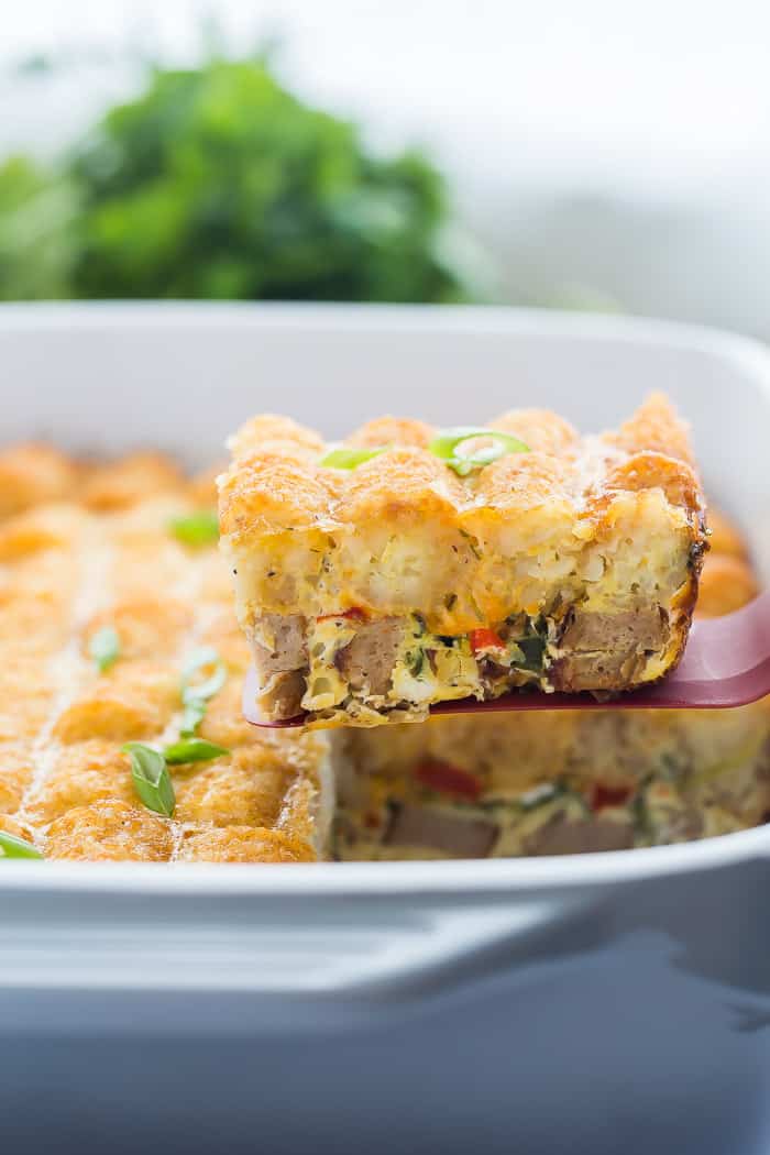 tater tot breakfast casserole slice tater tot breakfast casserole slice